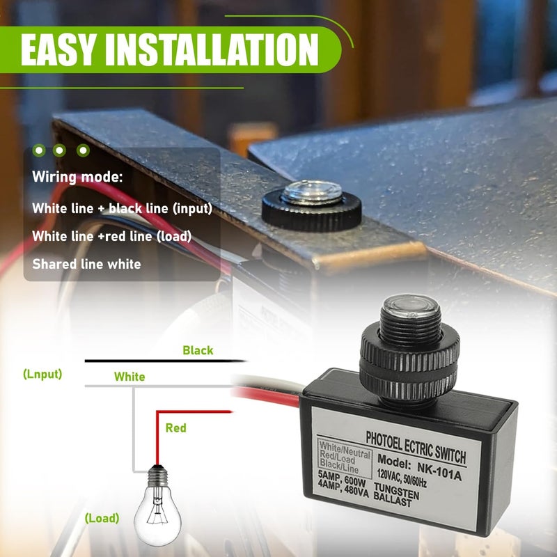 EPLZON 105V-130V AC Photocell Light Sensor Light Control Sensor Photoelectric Switch Dusk to Dawn Sensor with Automatic Illumination Detection Circuit for Outdoor Lighting Photoelectric Switch,1 Pack - Image 4